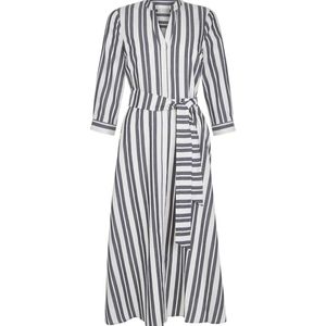 Hobbs London Leanna Gray and White Striped Dress, Size 8